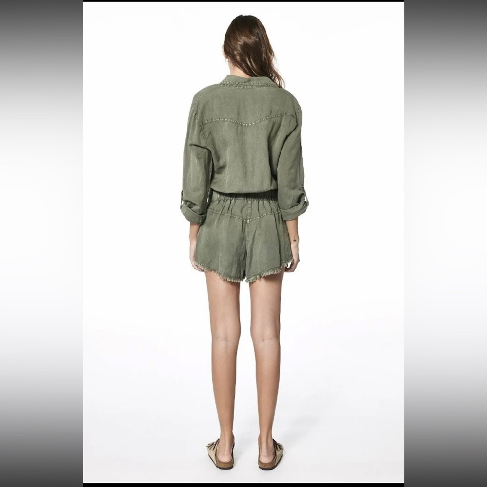 Young Fabulous & Broke River Raw Edge Cadet Green Romper sz L - Picture 2 of 16